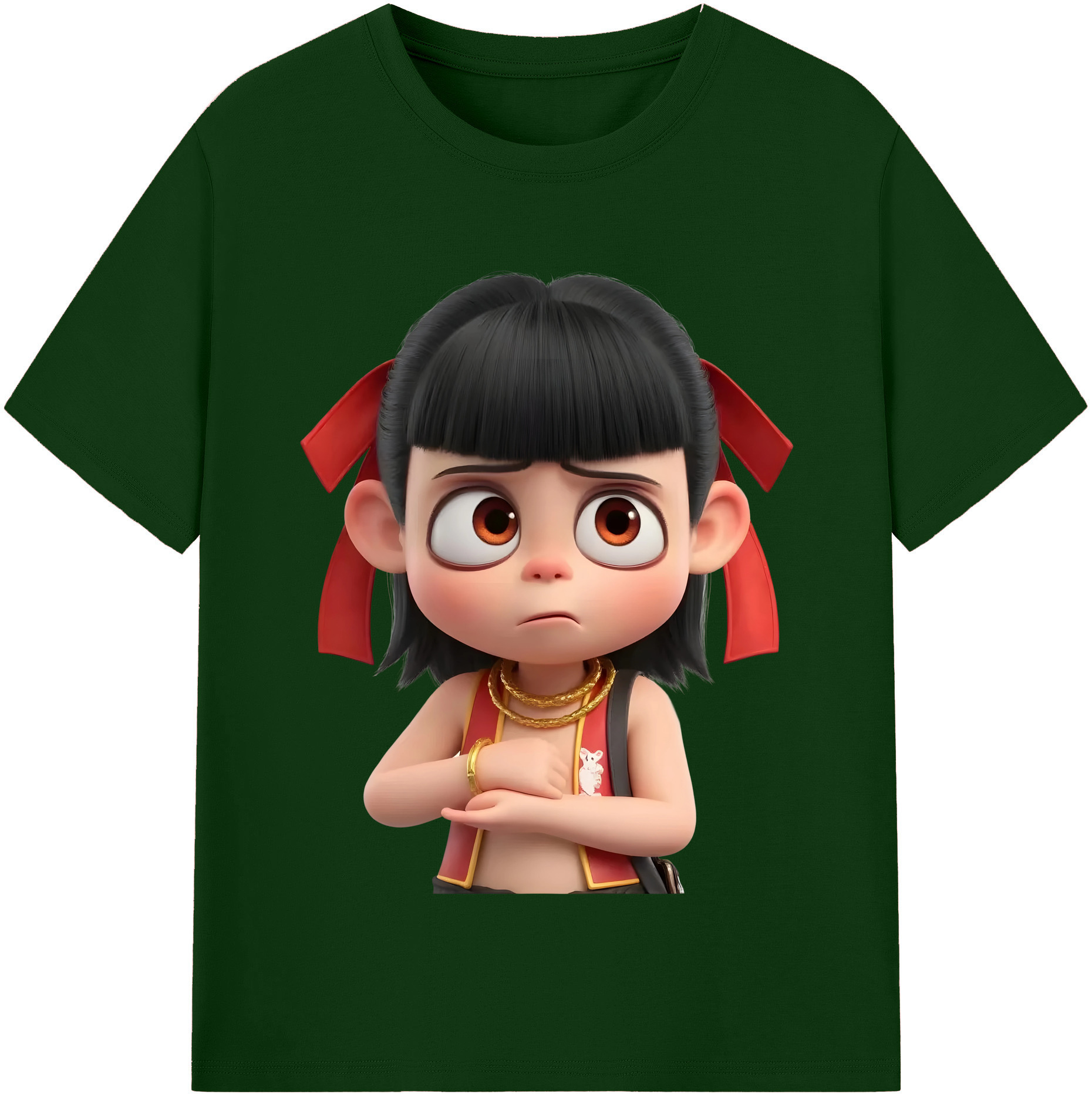 （画像用） Ne Zha 2 ナタ 魔童の大暴れ 綿100％半袖Tシャツ（フロントプリント）